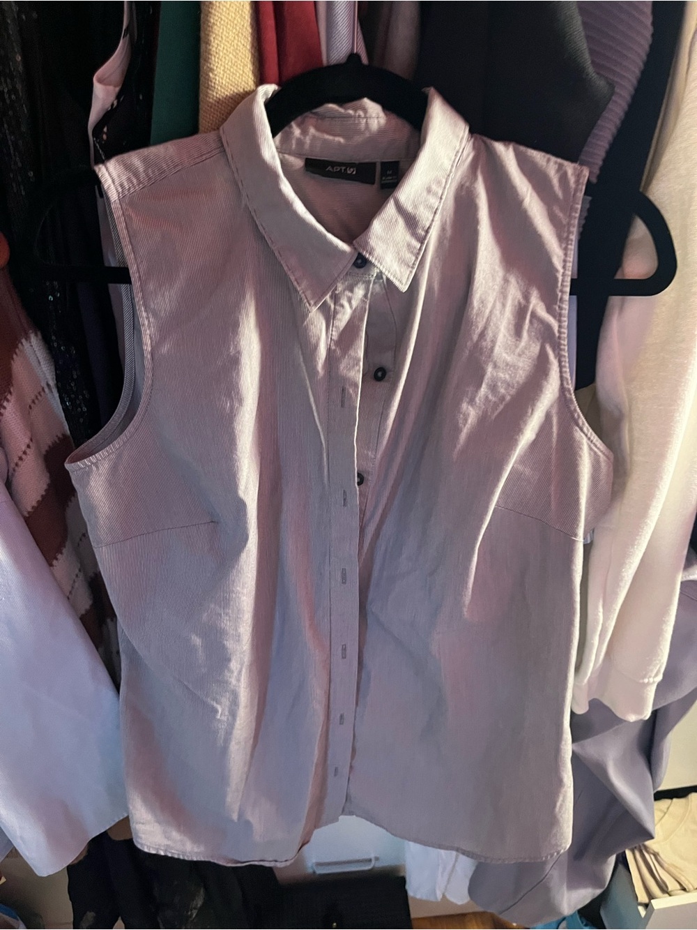 Apt. 9 Sleeveless Button-Down Shirt - Light Gray
